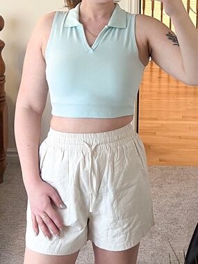 Sunday Best Aritzia Baby Blue Cropped Polo Tank Top XS